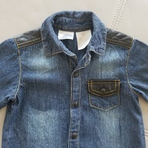 FAUX LEATHER & DENIM SHIRT 9M